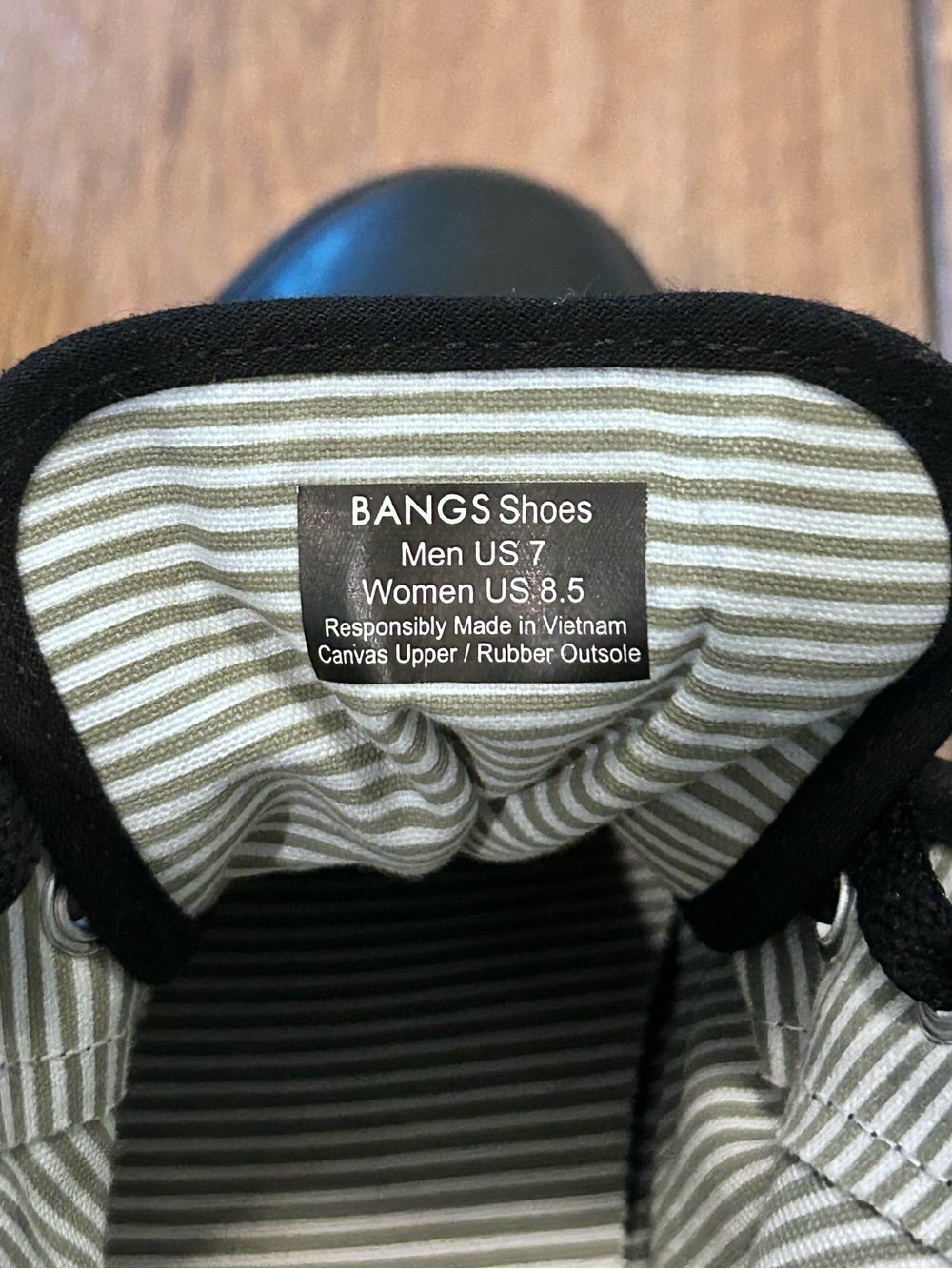 BANGS Firefly High Top Vegan Canvas Lace Up Black Onyx Sneaker Women’s 8.5 Men 7 - Picture 12 of 16